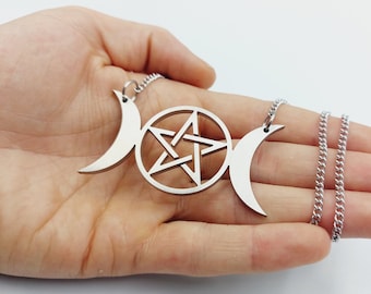 Triple Moongoddess Pendant (Full Stainless Steel)