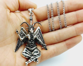 Colgante Baphomet (7cm Big Charm - 2 estilos) - camino oculto de la mano izquierda de baphomet sigilo de baphomet satánico cabra de mendes regalo altar