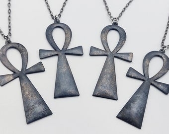 Sulphur Oxidised Ankh Necklace (4 Pieces)