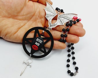 Vampire Ankh Pentagram Necklace (Bite Me!)