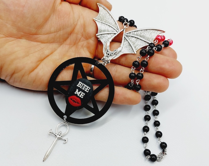 Vampire Ankh Pentagram Necklace (Bite Me!)