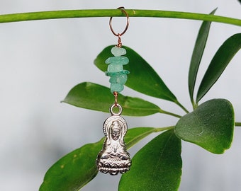 Quan Yin Plant Charms with Green Aventurine Crystal (Copper Energetic Plant Accessories)