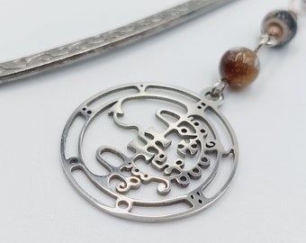 Sigil of Asmoday Bookmarker with Fire Agate Crystal