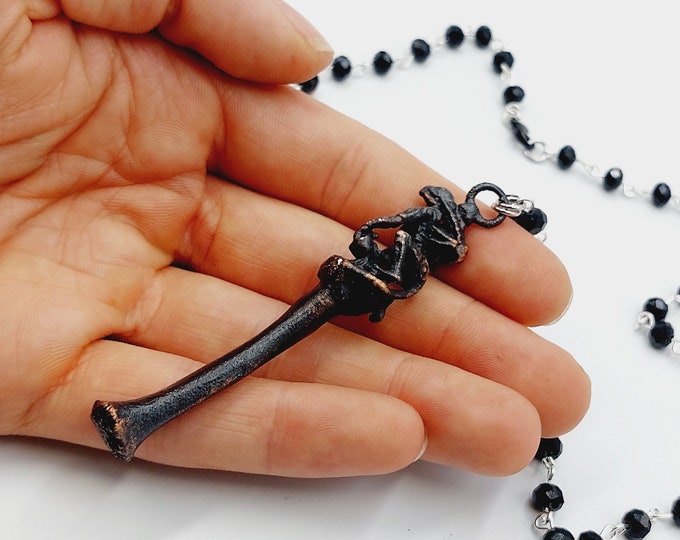 Alien Xenomorph Bone Necklace (Electroformed Copper)