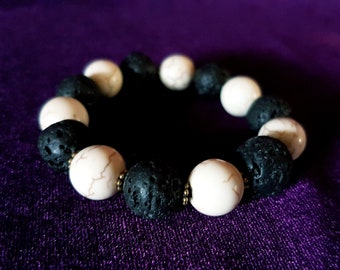 Howlite Lava Stone Bracelet.