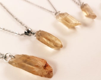 Lemurian Crystal with Citrine Pendant (5 Different Stones)