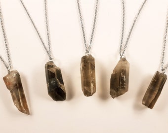 Lemurian Crystal with Smokey Quartz Pendant (6 Different Stones)