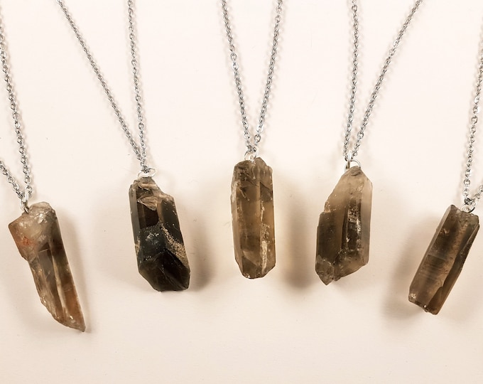Lemurian Crystal with Smokey Quartz Pendant (6 Different Stones)