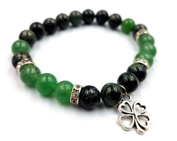 GoodLuck Clover Bracelet with Aventurine & Kambaba Jasper