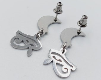 Eye of Horus Crescent Moon Earstuds (Stainless Steel)