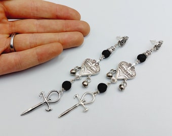 Victorian Vampire Ankh Earstuds (Long)