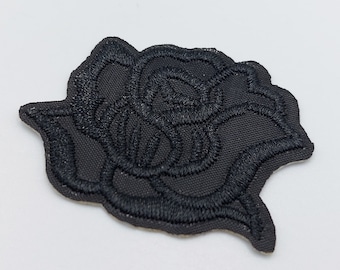 Iron On Black Rose Patch