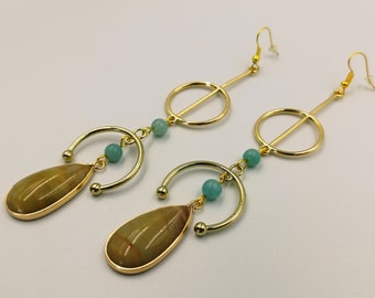 Long Elegant Amazonite Earrings