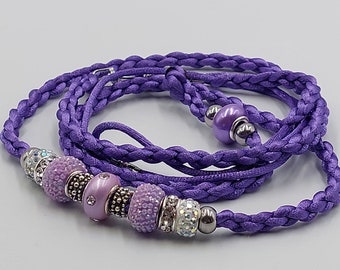 Shiny Purple Showlead with Pastel Purple Rhinstone Beads