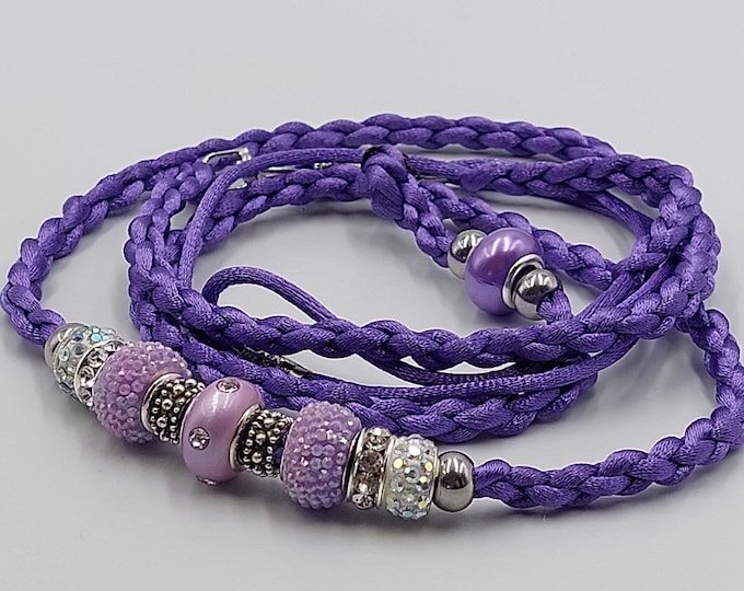 Shiny Purple Showlead with Pastel Purple Rhinstone Beads
