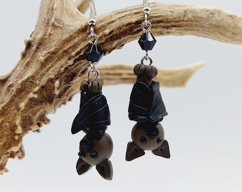 Cute Sleeping Bat Earrings