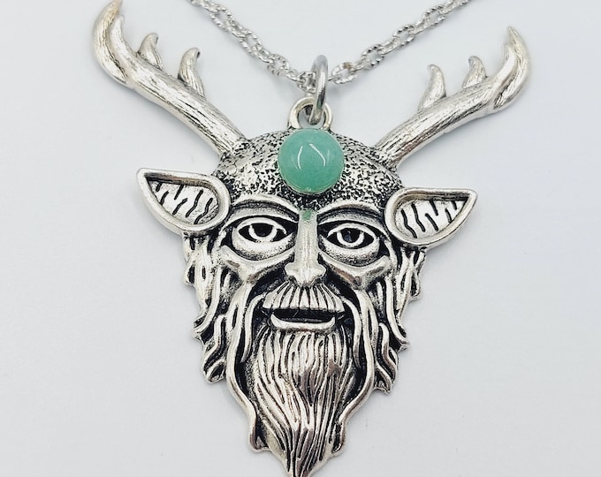 Cernunnos Necklace with Green Aventurine Crystal