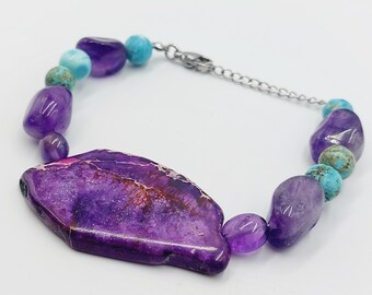 Imperial Jasper Bracelet with Amethyst & Turquoise