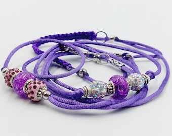 Purple Showlead with Shiny Purple & Clear Rhinstone Beads