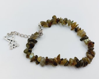 Sigil of Lucifer Labradorite Crystal  Bracelet