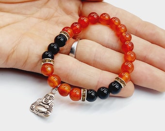 Carnelian & Black Onyx Empowerment Budha Bracelet