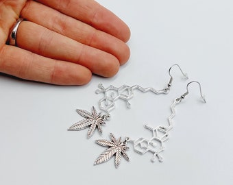 Cannabis Leaf THC Earrings - Structural formula