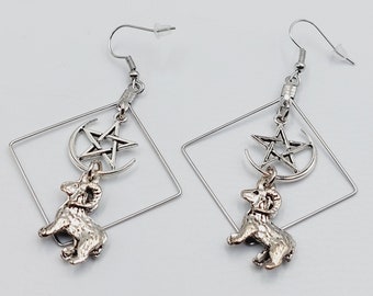 Occult Ram Pentagram Earrings