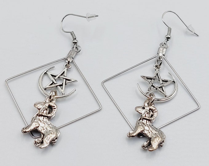 Occult Ram Pentagram Earrings