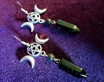 Onyx Dark Hecate Lavastone Earrings