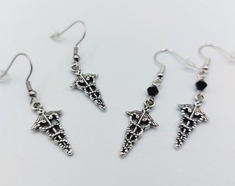 Mini Caduceus Earrings (2 Styles)