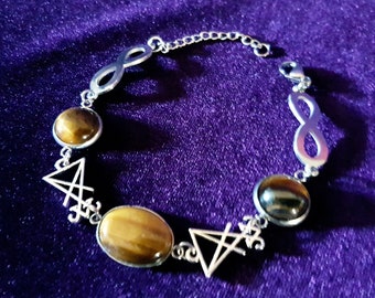 Luciferian Tiger Eye Infinity Bracelet