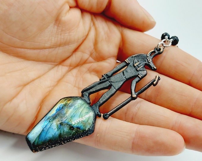 Anubis Labradorite Necklace (Electroformed Copper)