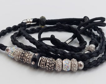 Braided Black Sparkle Showlead - (Small Dog Breed)