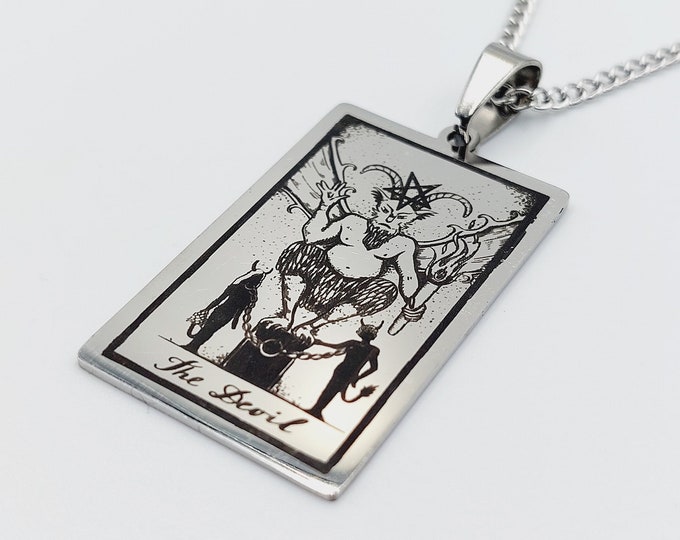 The Devil Tarot Card Pendant (Stainless Steel)