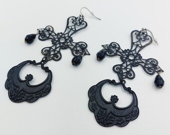 Gothic Barock Inverted Cross Earrings