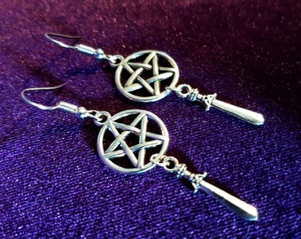 Wicca Athame Earrings