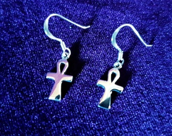 Sterling Silver Ankh Earrings