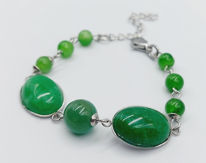 Green Aventurine Bracelet (Stainless Steel)