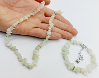 Prehnite Crystal Necklace & Sigil of Lucifer Prehnite Bracelet (Crystal Set)