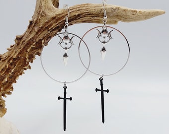 Triple MoonGoddess Athame Earrings