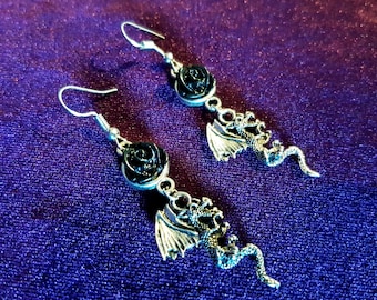 Demon Black Rose Earrings