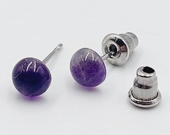 Mini Amethyst Earstuds (Sterling Silver or Stainless Steel)