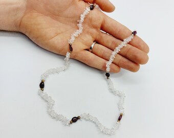 Crystal Quartz Garnet Healing Necklace