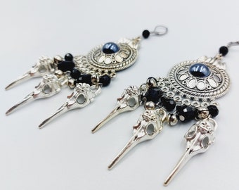 Triple Crow Skull Earrings