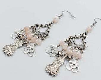 Quan Yin Universal Sound Earrings with Morganite Crystals ॐ