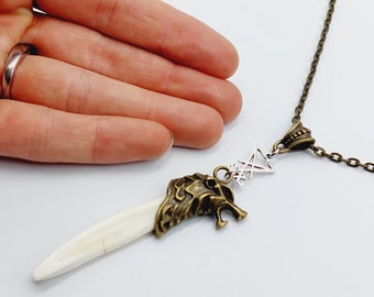 Sigil of Lucifer Wolf & Boar Necklace with Tooth