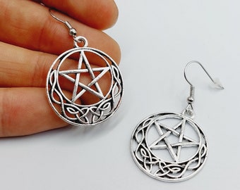 Celtic Pentagram Earrings (Clean or with Tigereye Crystal)