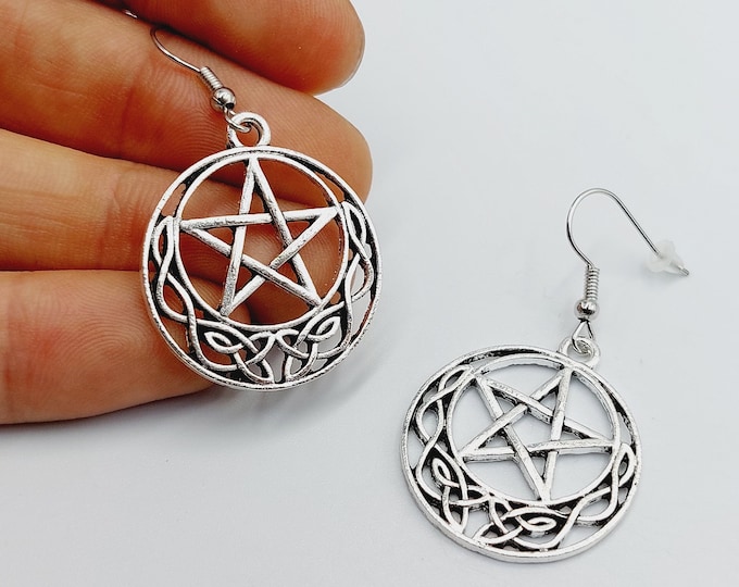 Celtic Pentagram Earrings (Clean or with Tigereye Crystal)