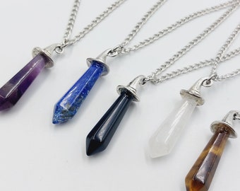 Crystal Witch Pendants (Lapis Lazuli / Amethyst / Onyx / Crystal Quartz / Tigereye)