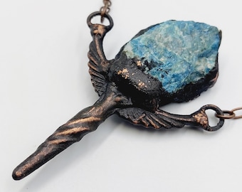 Apatite Crystal Goddess Necklace (Electroformed Copper)